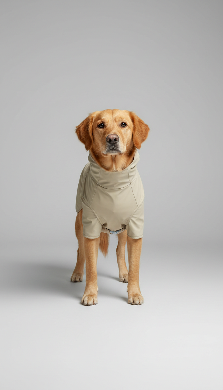 Oat Beige Dog Raincoat with Hood