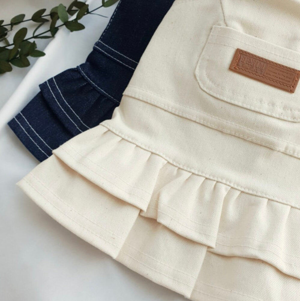 Denim Pocket Overall Skirt, S-XL, Dog-dress, Dog Skirt, Dog Top, Dog Clothing, Dog Fashion, Dog Apparel - NKpup