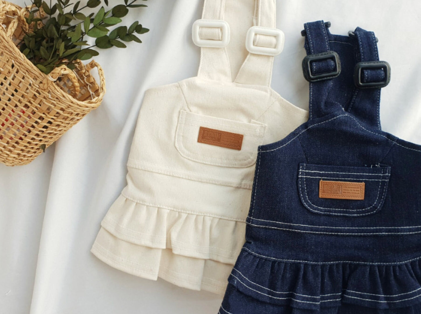 Denim Pocket Overall Skirt, S-XL, Dog-dress, Dog Skirt, Dog Top, Dog Clothing, Dog Fashion, Dog Apparel - NKpup