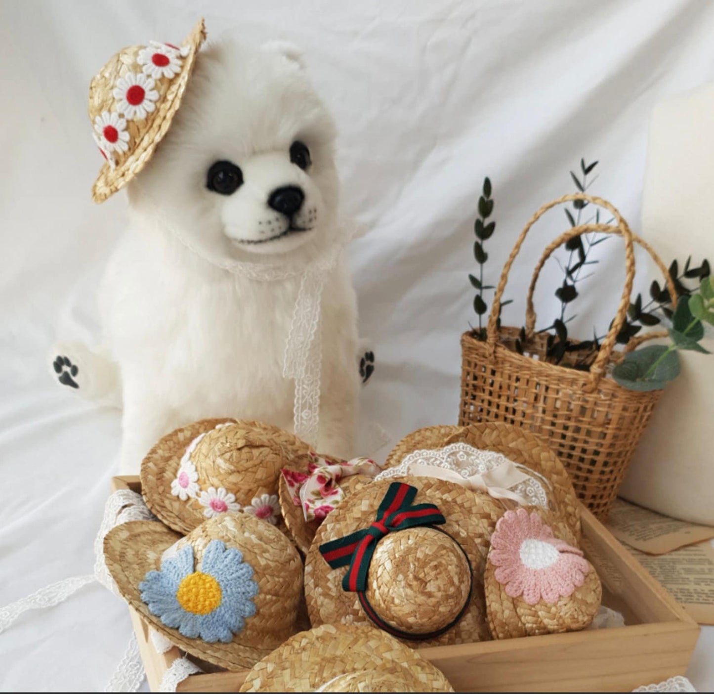 Straw Daisy Hat, S-L, Pet Outdoor Accessories, Hawaii Style, Sombrero, Pet Accessory, Dog Fashion, Dog Apparel, Pet Clothing - NKpup