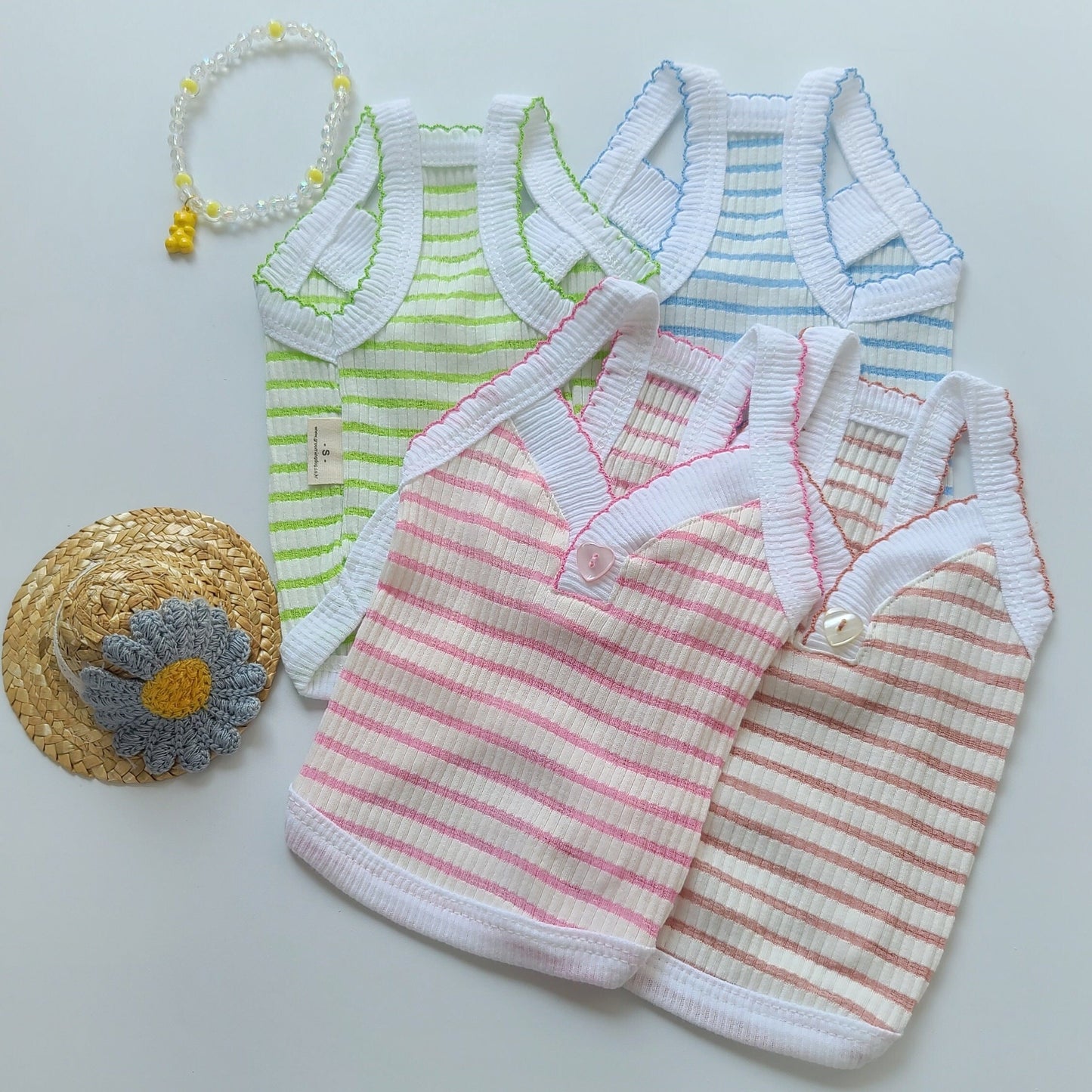 Stripe Ribbed Top, S-2XL, Dog Sleeveless, Dog-Tee, Dog T-shirt, Dog Top, Dog Clothing, Dog Fashion, Dog Apparel, Undershirt for Dogs - NKpup