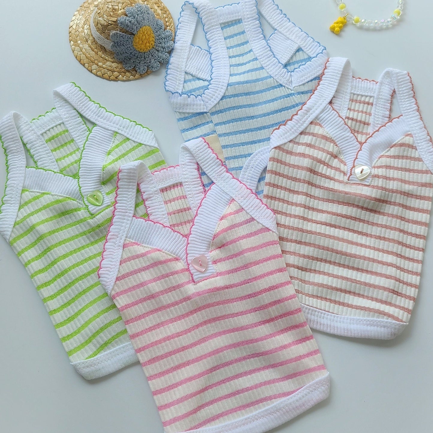 Stripe Ribbed Top, S-2XL, Dog Sleeveless, Dog-Tee, Dog T-shirt, Dog Top, Dog Clothing, Dog Fashion, Dog Apparel, Undershirt for Dogs - NKpup