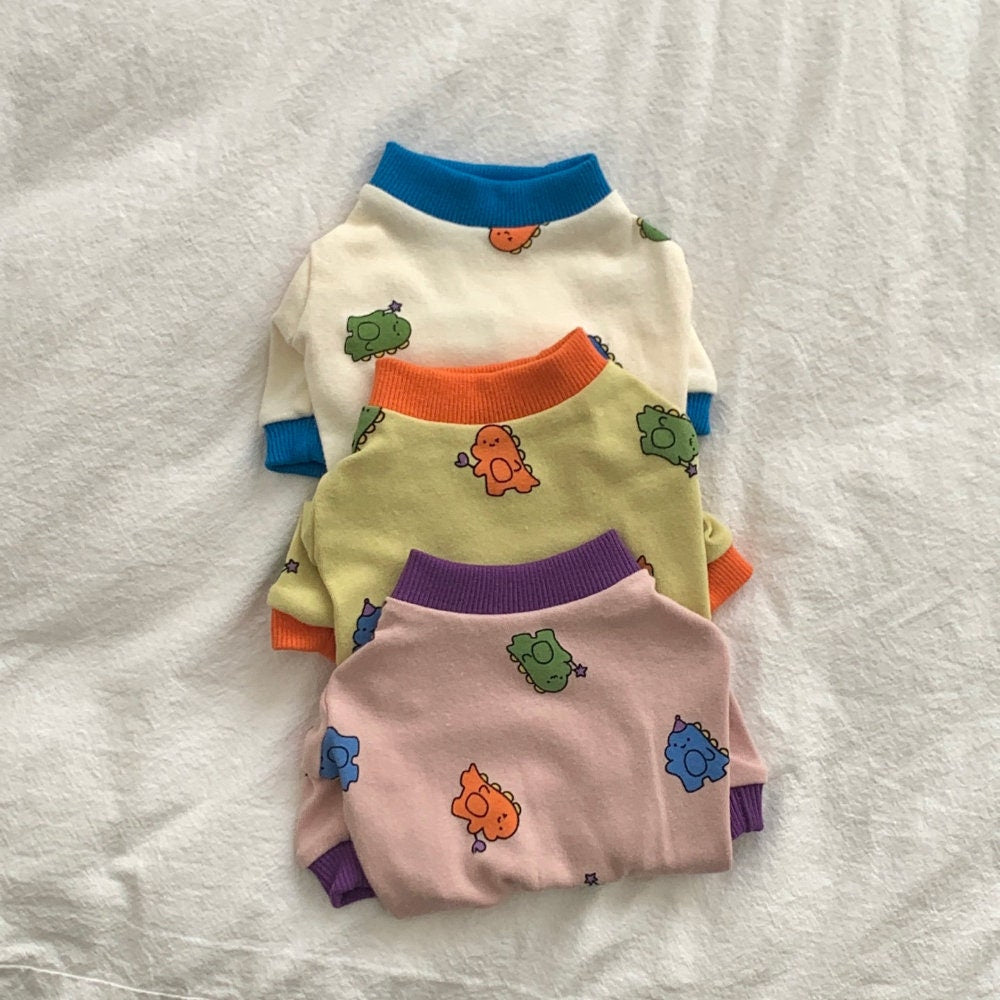 Dino Cotton T-Shirt, S-2XL, Pet Clothing, Dog-Tee, Dog T-shirt, Dog Top, Dog Clothing, Dog Fashion, Dog Apparel, Dog Long sleeves - NKpup