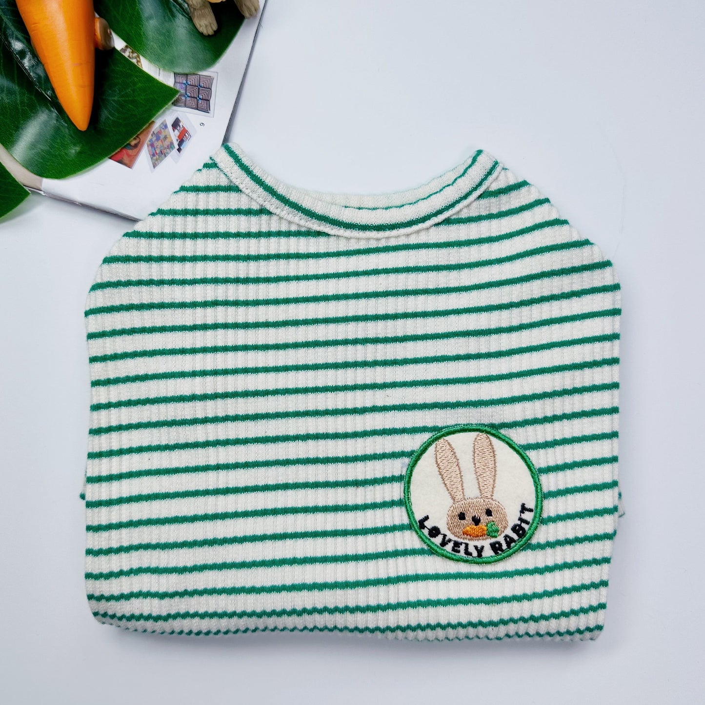 Rabbit Stripe T-Shirt, S-XL, Dog-Tee, Dog T-shirt, Dog Top, Dog Clothing, Small Dog T-shirt, Small Dog Clothes - NKpup