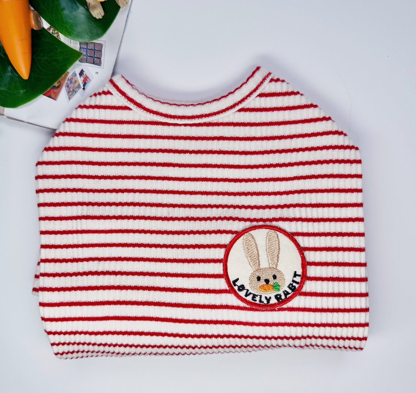Rabbit Stripe T-Shirt, S-XL, Dog-Tee, Dog T-shirt, Dog Top, Dog Clothing, Small Dog T-shirt, Small Dog Clothes - NKpup