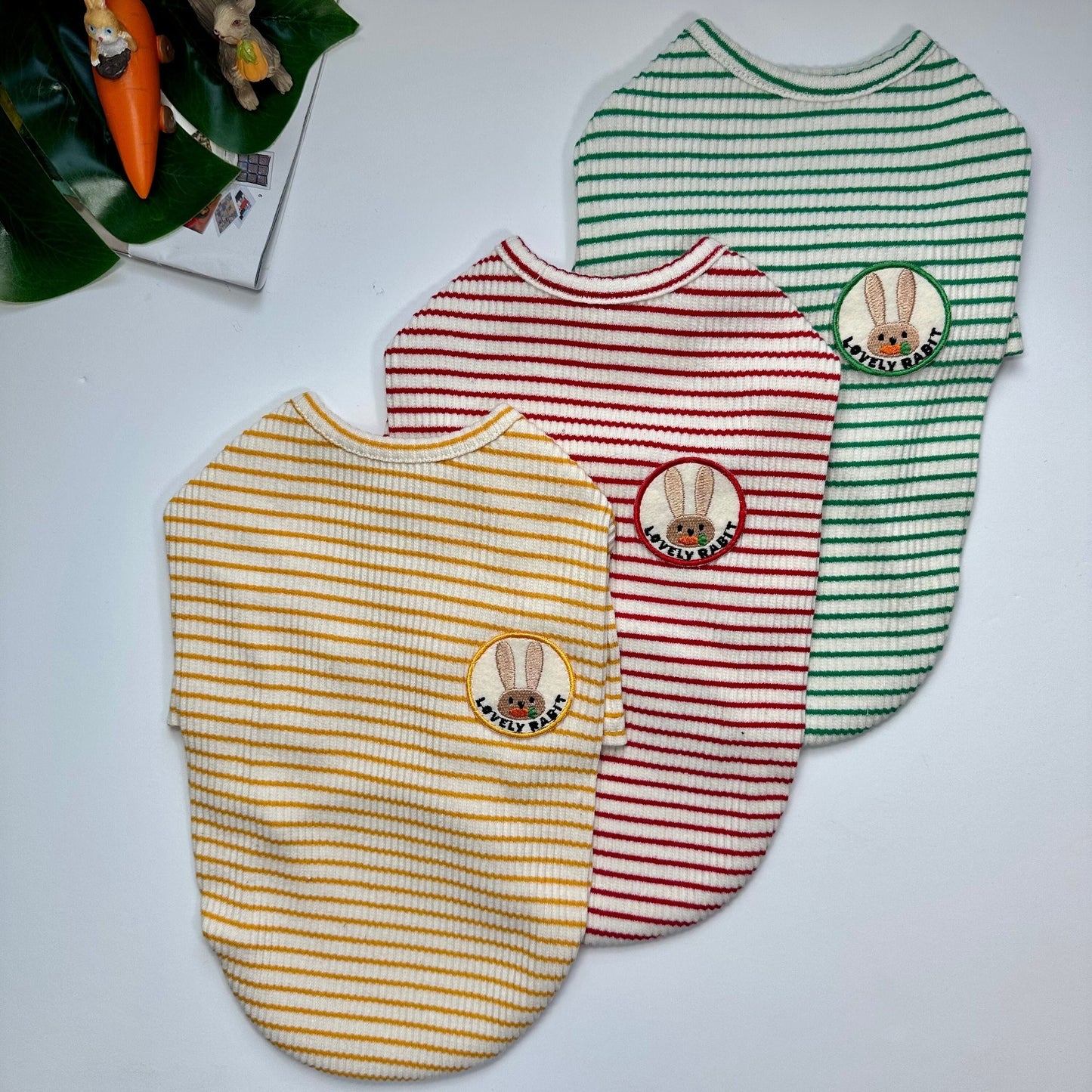 Rabbit Stripe T-Shirt, S-XL, Dog-Tee, Dog T-shirt, Dog Top, Dog Clothing, Small Dog T-shirt, Small Dog Clothes - NKpup