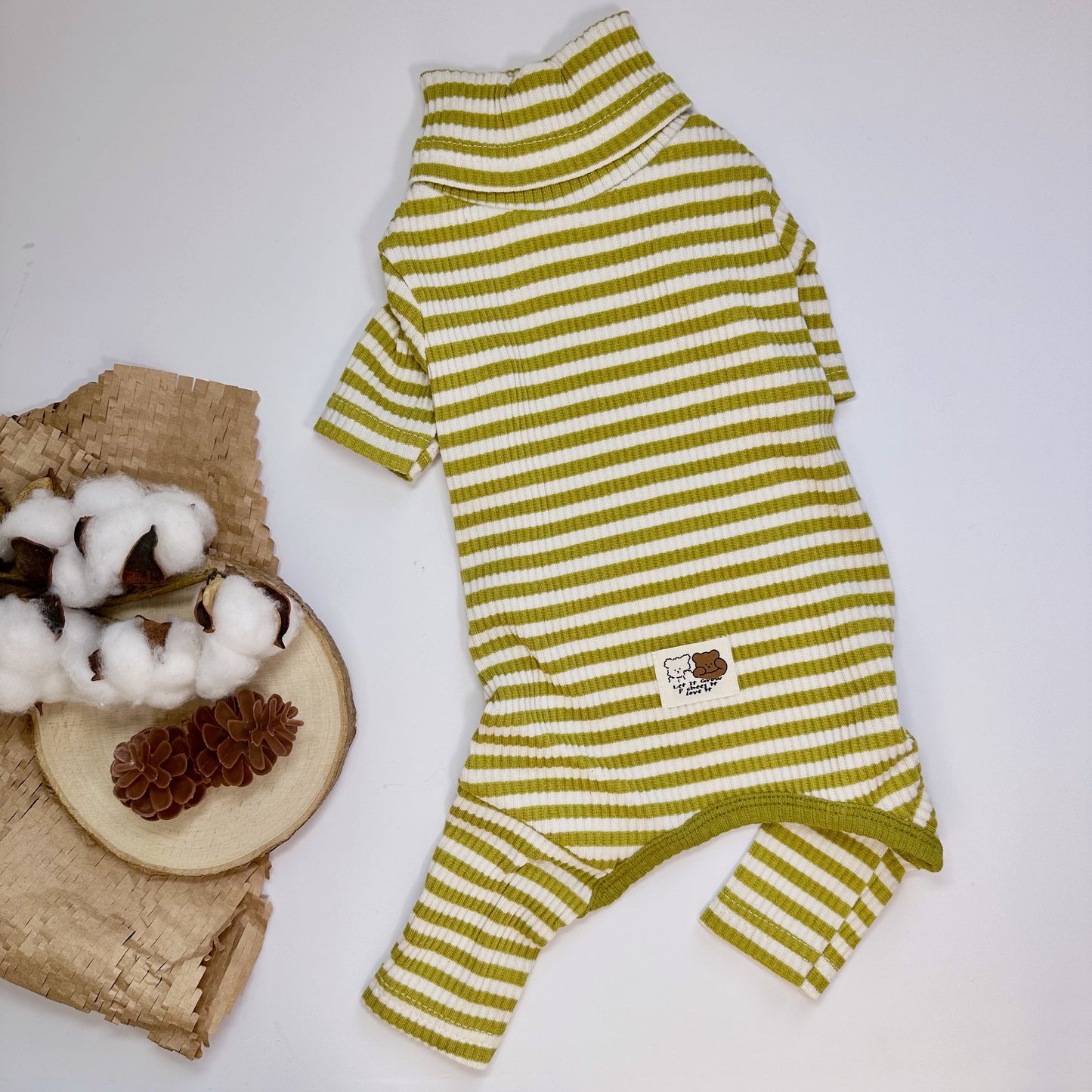 Ribbed Stripe Turtleneck Overall, S-2XL, Pajama Pet, Dog Jumpsuit, Pet Clothing, Dog Coat, Dog Winter Top, Dog Fashion, Dog Apparel - NKpup