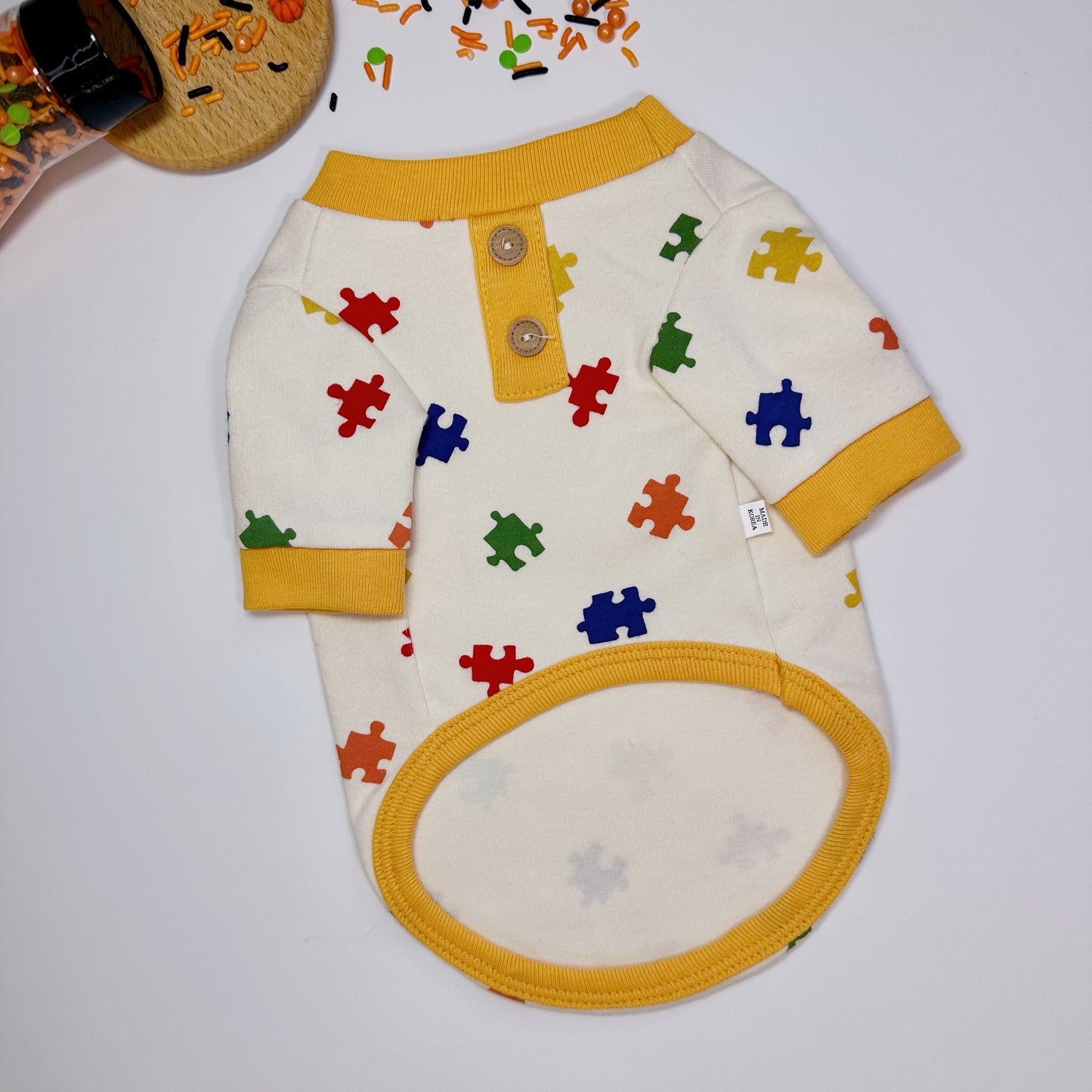 Puzzle Outfit Shirt&Overall, S-2XL, Dog Jumpsuit, Small Dog Clothing, Dog Coat, Dog Winter Top, Dog Fashion, Dog Apparel, Pet Clothing - NKpup