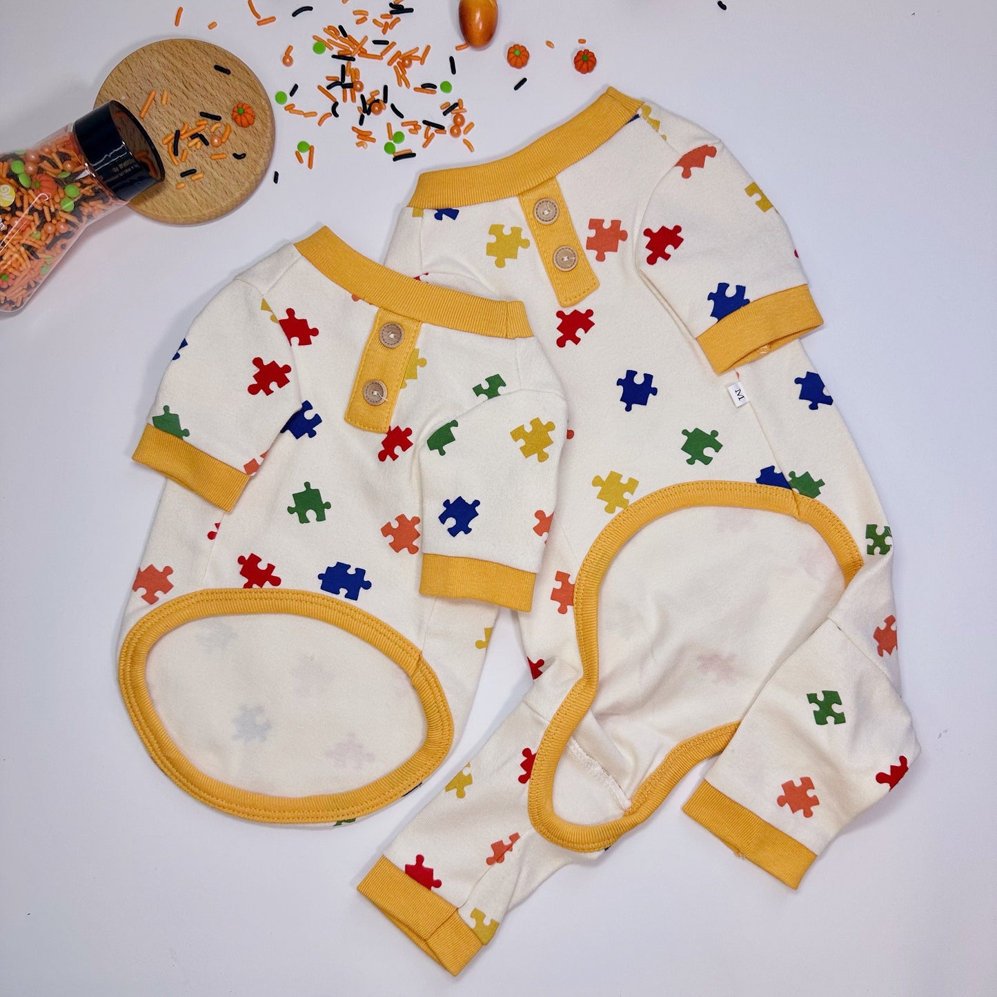 Puzzle Outfit Shirt&Overall, S-2XL, Dog Jumpsuit, Small Dog Clothing, Dog Coat, Dog Winter Top, Dog Fashion, Dog Apparel, Pet Clothing - NKpup