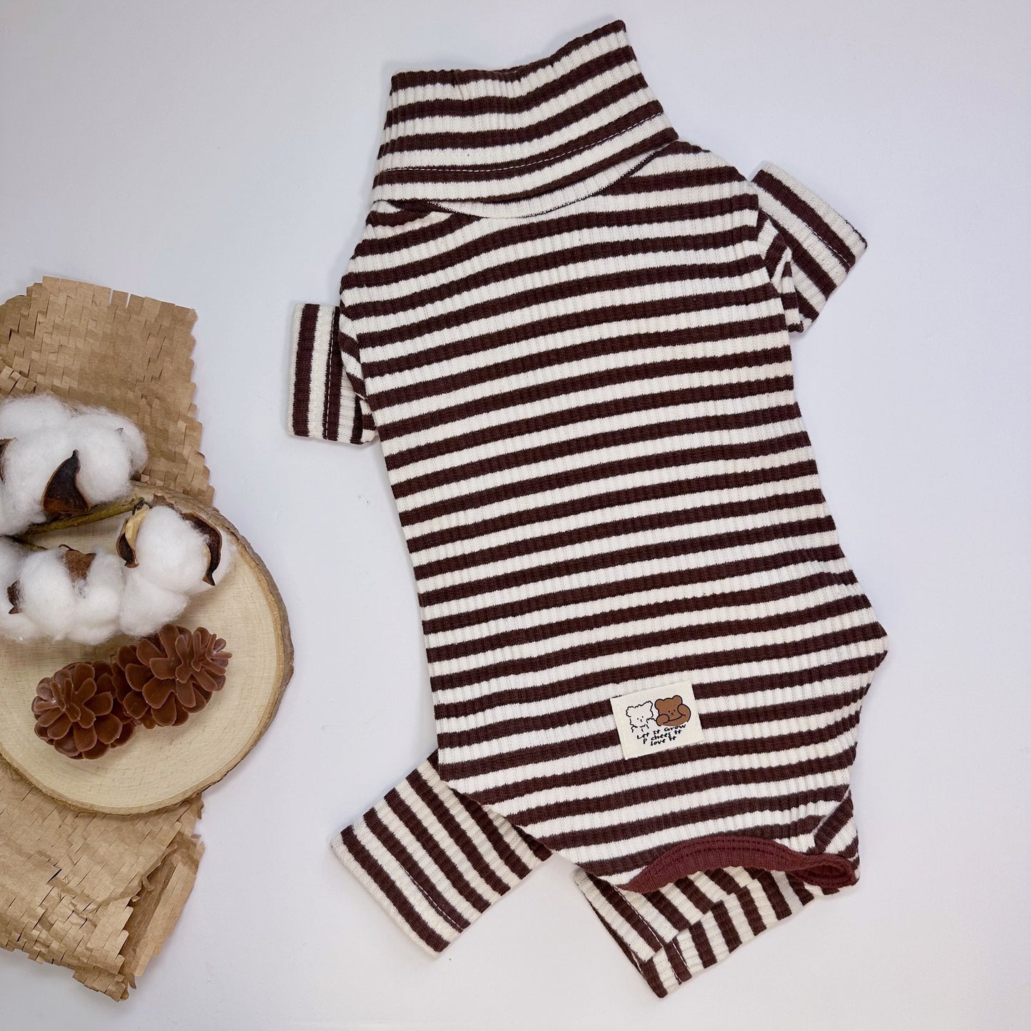 Ribbed Stripe Turtleneck Overall, S-2XL, Pajama Pet, Dog Jumpsuit, Pet Clothing, Dog Coat, Dog Winter Top, Dog Fashion, Dog Apparel - NKpup