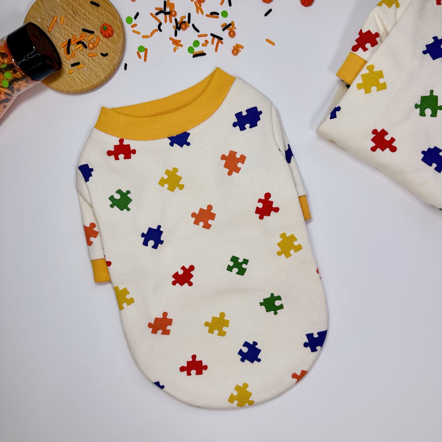 Puzzle Outfit Shirt&Overall, S-2XL, Dog Jumpsuit, Small Dog Clothing, Dog Coat, Dog Winter Top, Dog Fashion, Dog Apparel, Pet Clothing - NKpup