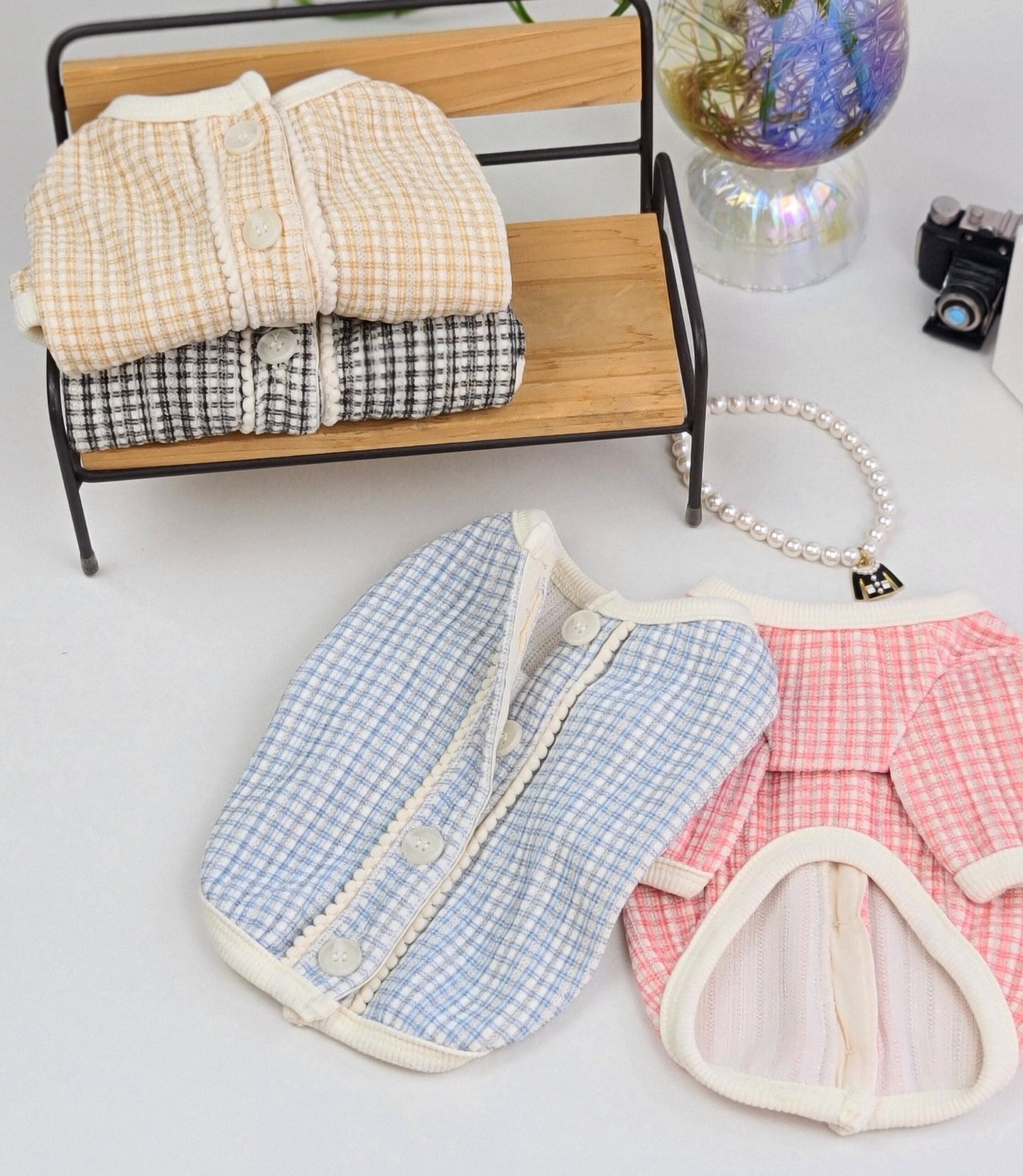 Gingham Cardigan, S-2XL, Pet Clothing, Dog-Vest, Dog Jacket, Dog Fashion, Dog Apparel, Pet Clothing - NKpup