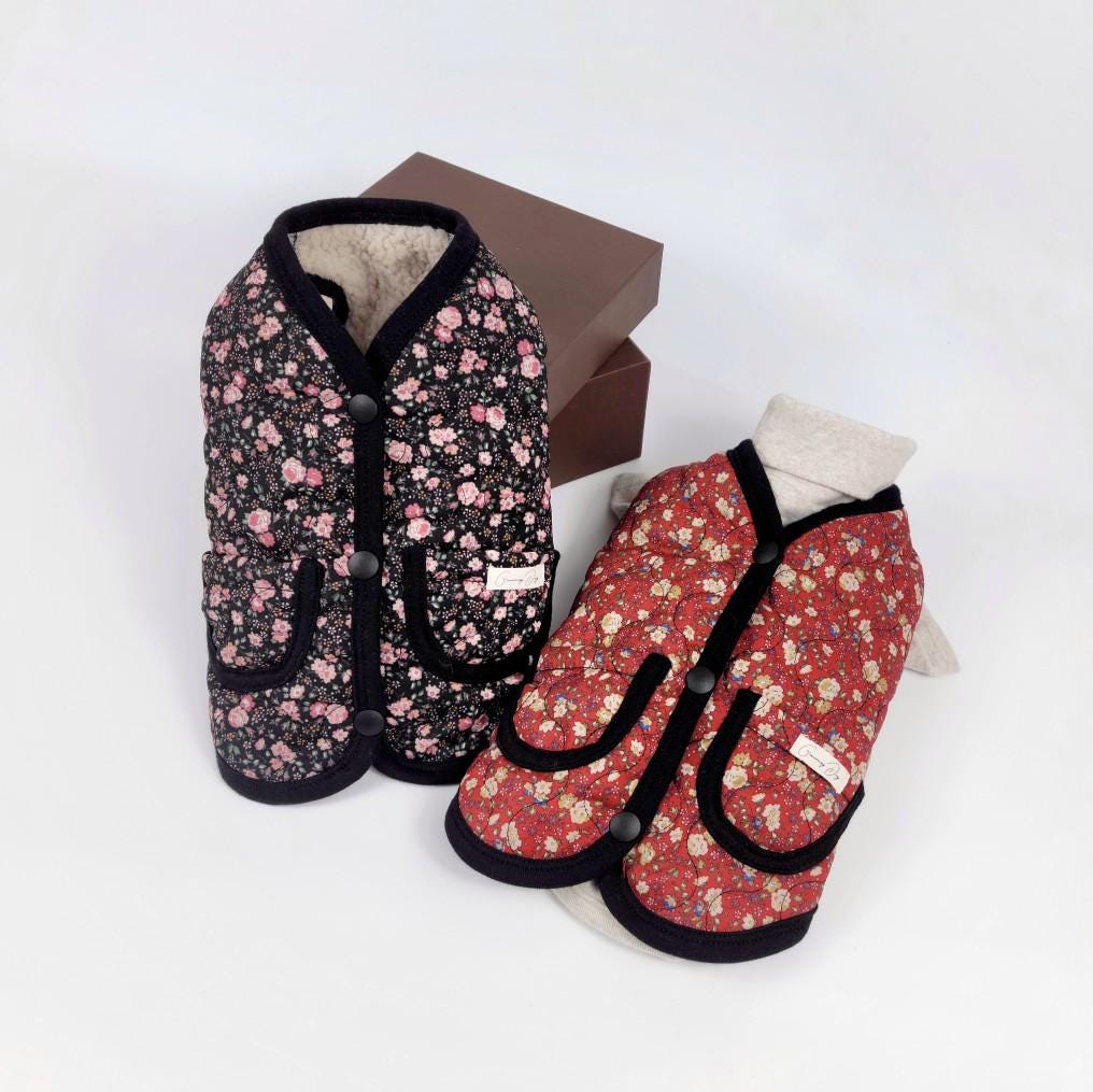 Granny Floral Quilted Vest, S-2XL, Dog Clothes, Dog-Sweater, Dog Vest, Dog Jacket, Dog Winter Outfit, NKPUP - NKpup