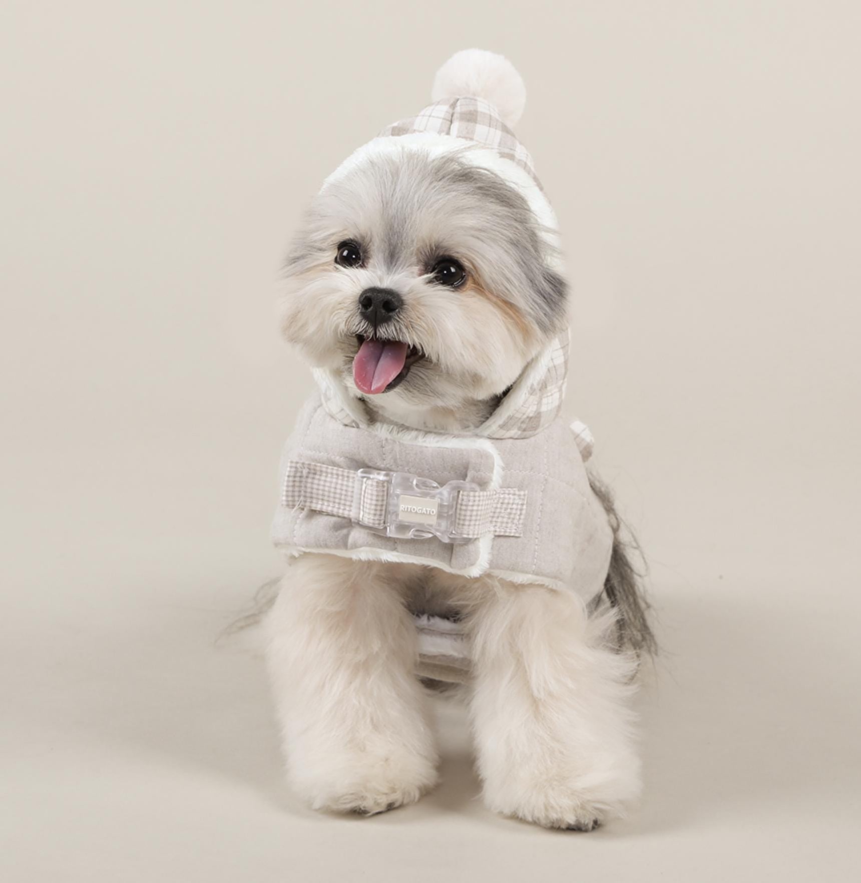 Quilted Furry Hoodie Vest w/D-ring, S-2XL, Small Dog-Vest, Dog Jacket, Dog Fashion, Dog Apparel, Pet Clothes, Dog Outfit - NKpup