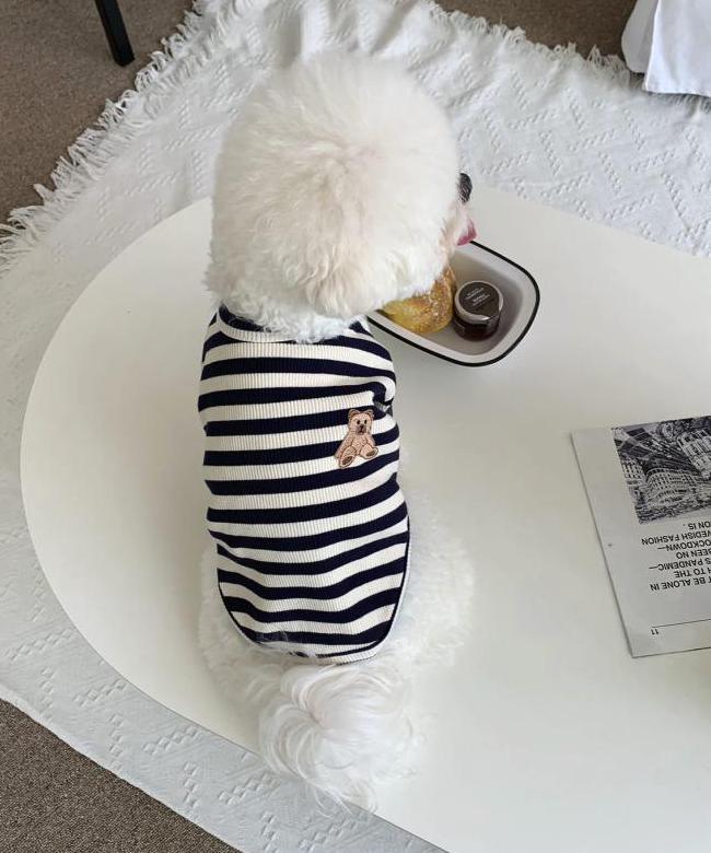 Striped Teddy Tee, S-2XL, Pet Clothes, Dog Essential Tee, Dog T-shirts, Dog Top, Dog Clothing, Dog Fashion - NKpup