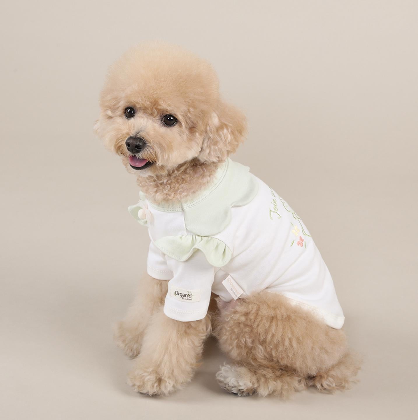 GOTS Organic Cotton Frilled T-Shirt, S-2XL, Certified Organic Cotton, Dog Cotton T-shirt, Dog Top, Eco-Friendly T-shirt for Dogs - NKpup