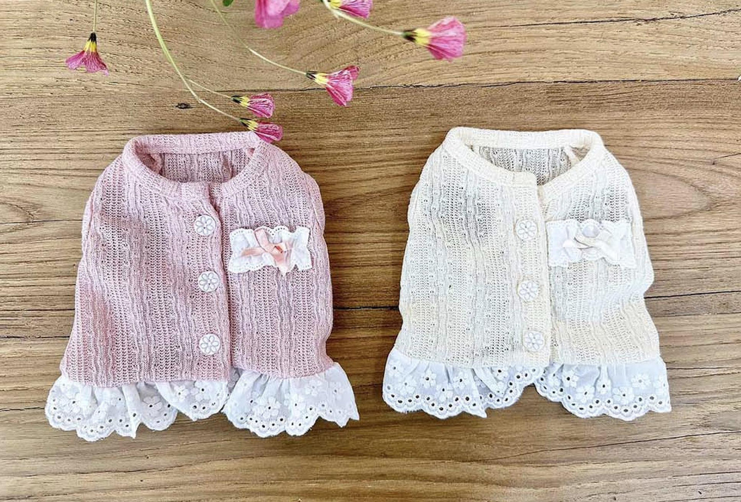 Flower button Crop Cardigan, XS-2XL, Small Dog Clothes, Dog Cardigan, Dog Jacket, Gift for Pet, NKPUP - NKpup
