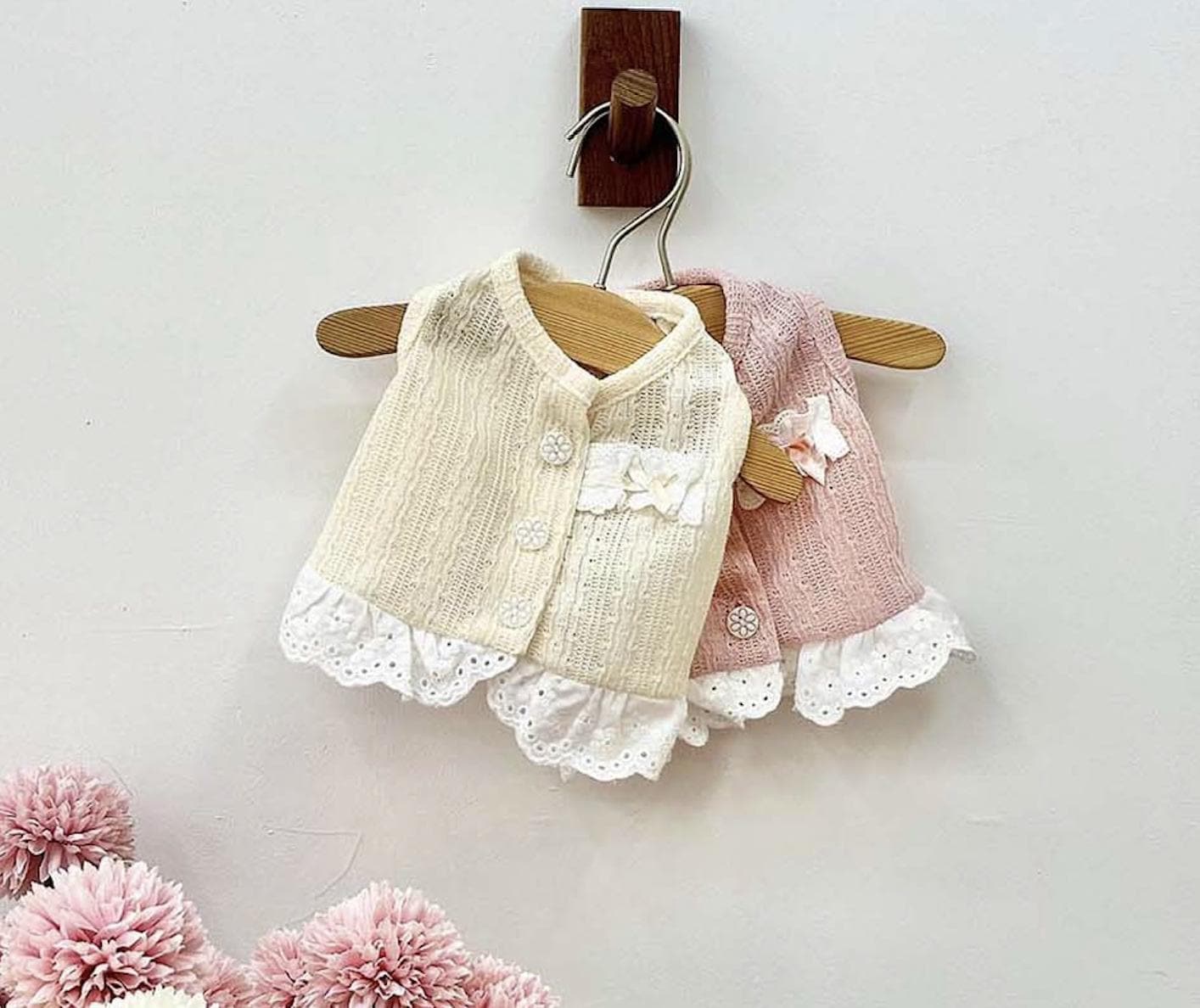 Flower button Crop Cardigan, XS-2XL, Small Dog Clothes, Dog Cardigan, Dog Jacket, Gift for Pet, NKPUP - NKpup