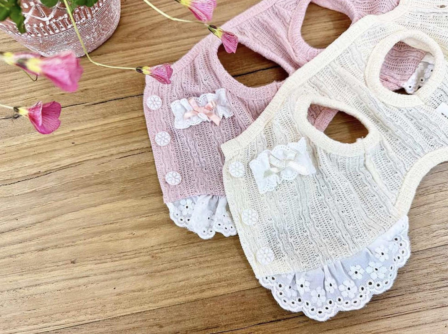 Flower button Crop Cardigan, XS-2XL, Small Dog Clothes, Dog Cardigan, Dog Jacket, Gift for Pet, NKPUP - NKpup