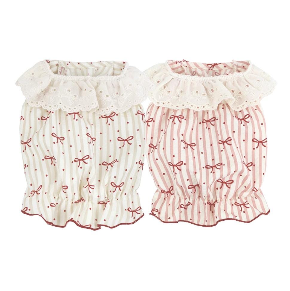 Ribbon Bonnet Dress Set, S-XL, Small Dog Dress, Small Dog Clothes, Dog Fashion, Dog Apparel, Gift for Dogs, NKPUP - NKpup