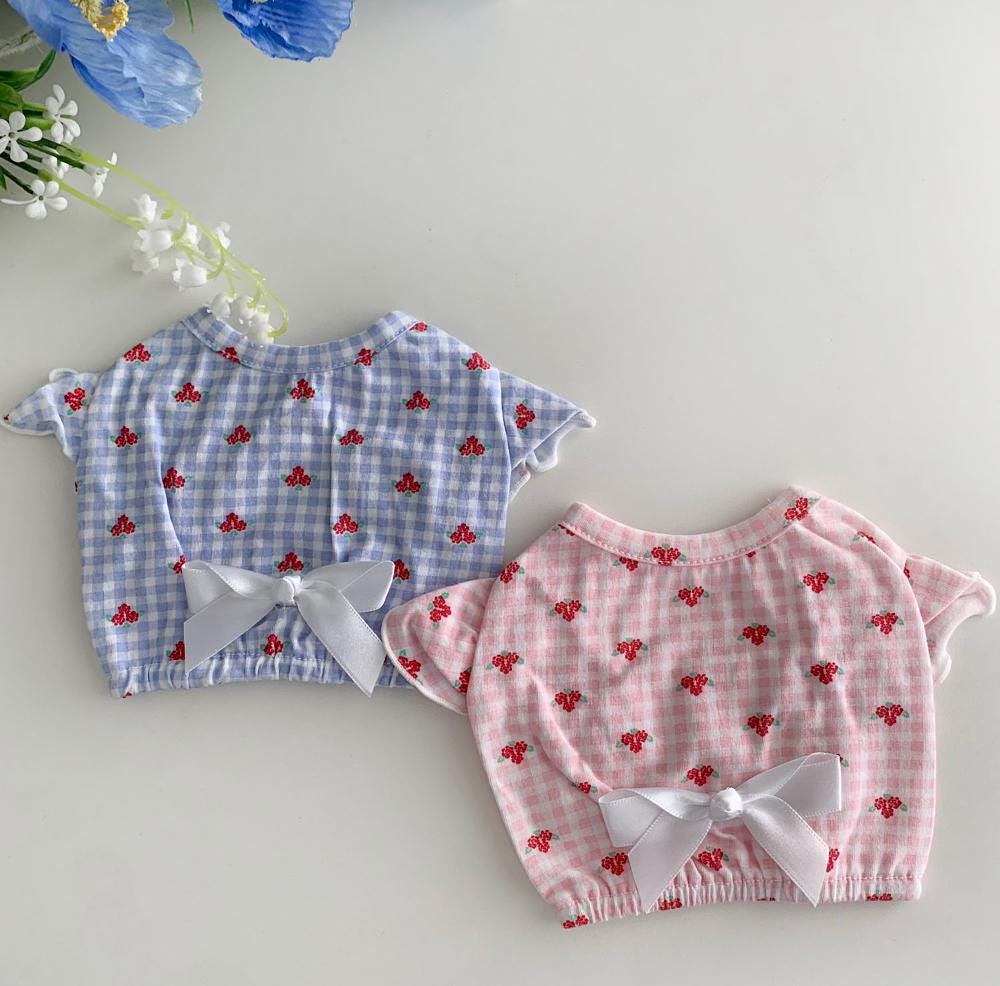 Gingham Berry Crop Top, S-XL, Small Dog shirt, Small Dog Clothes, Dog Summer Top, Dog Apparel, Gift for Dogs, NKPUP - NKpup