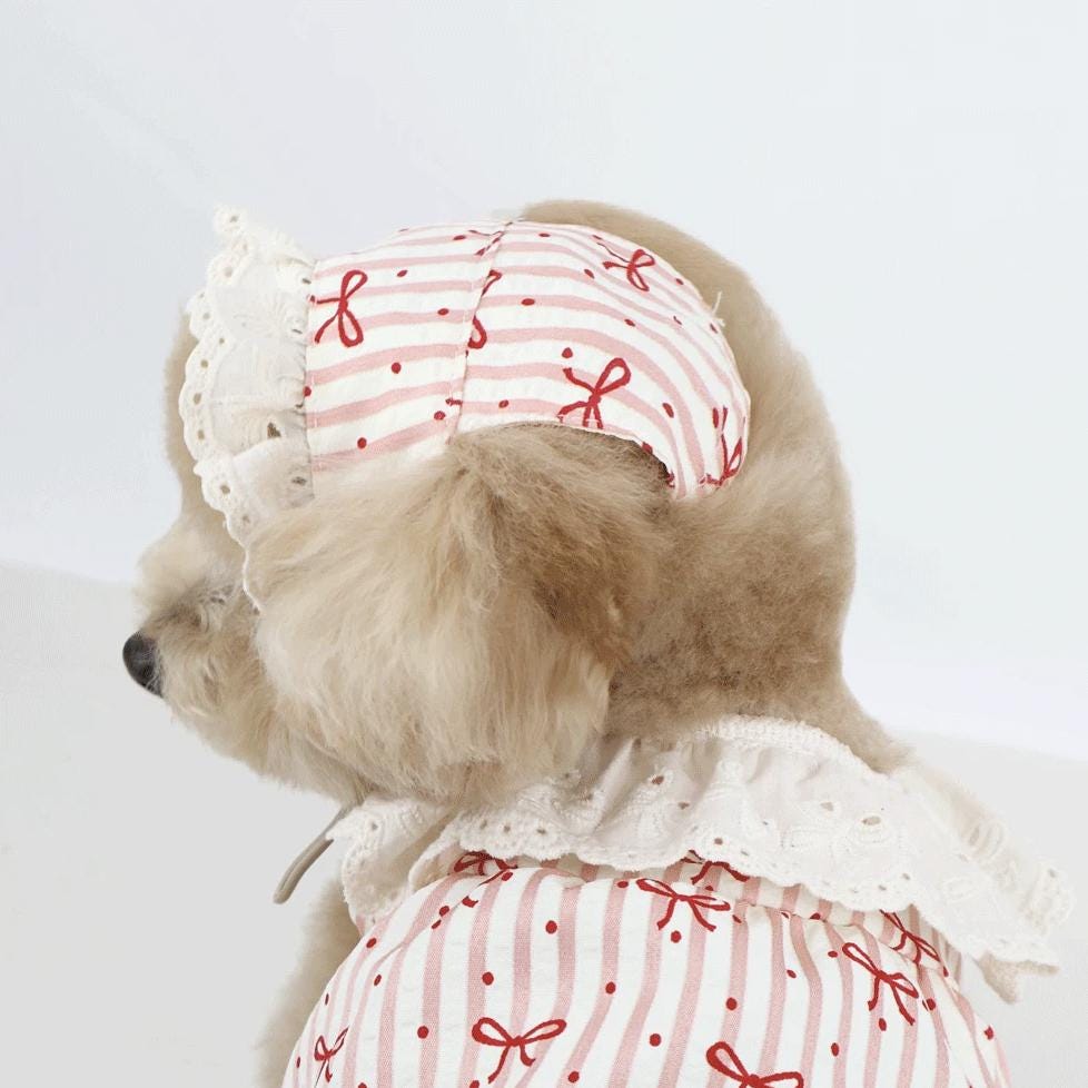 Ribbon Bonnet Dress Set, S-XL, Small Dog Dress, Small Dog Clothes, Dog Fashion, Dog Apparel, Gift for Dogs, NKPUP - NKpup
