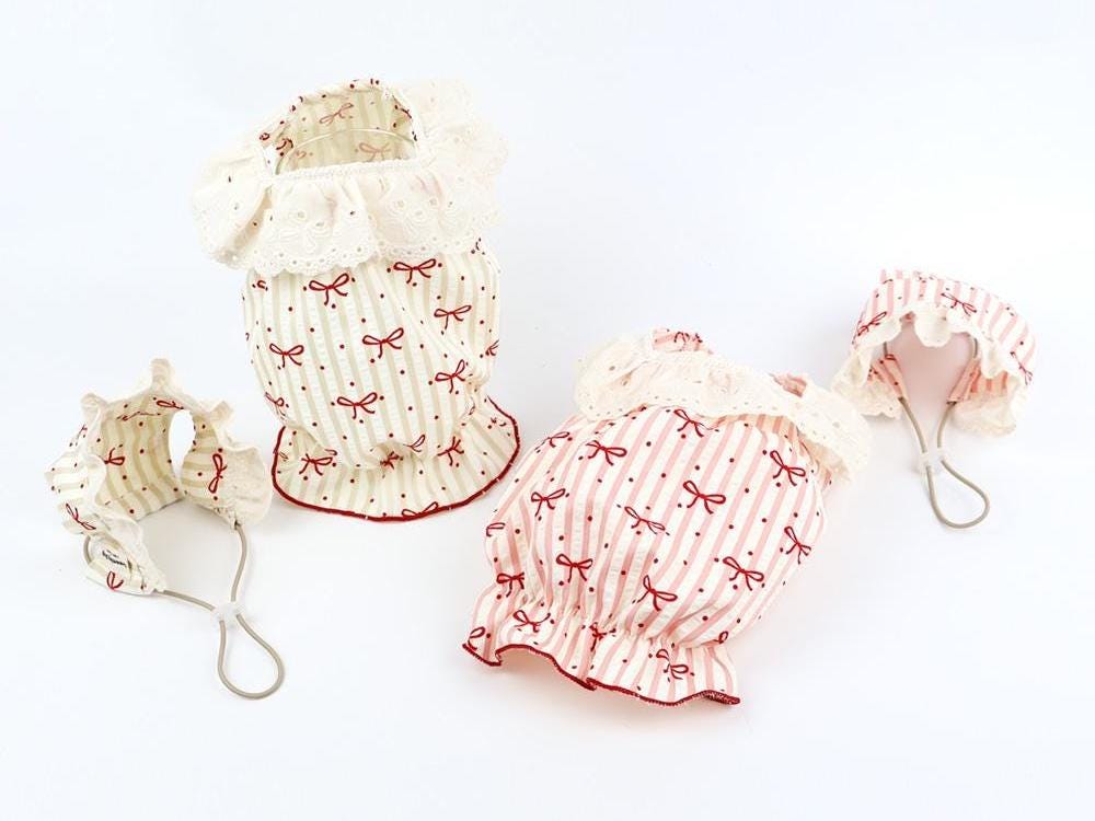 Ribbon Bonnet Dress Set, S-XL, Small Dog Dress, Small Dog Clothes, Dog Fashion, Dog Apparel, Gift for Dogs, NKPUP - NKpup