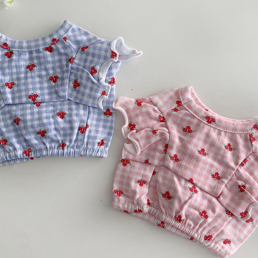 Gingham Berry Crop Top, S-XL, Small Dog shirt, Small Dog Clothes, Dog Summer Top, Dog Apparel, Gift for Dogs, NKPUP - NKpup