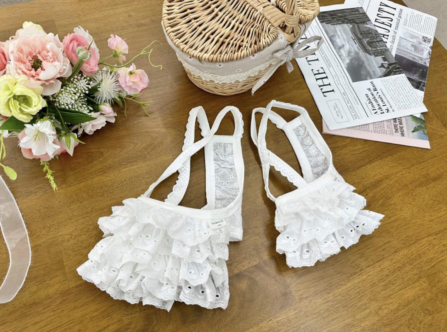 Eyelet Lace Romper Dress, S-XL, Small Dog Clothes, Dog Dress, Dog Wedding, Dog Apparel, Pet Clothing, NKPUP - NKpup