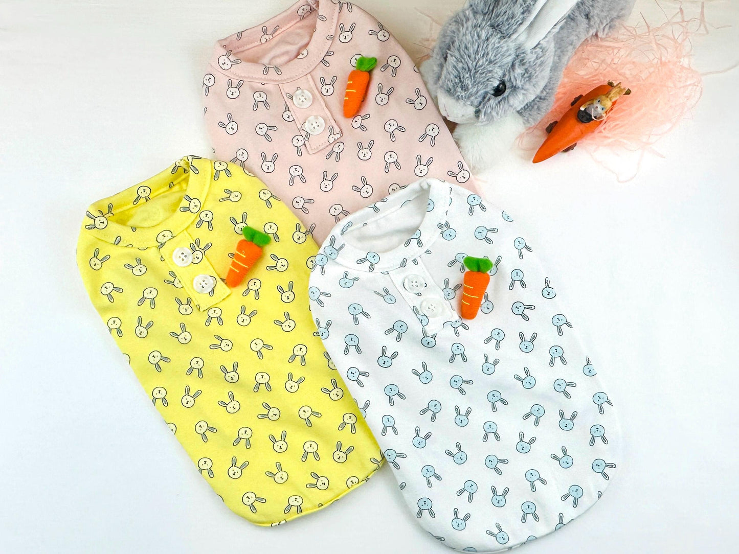 Bunny Button Tee, S-XL, Small Dog Clothes, Dog Top, Dog Fashion, Dog Apparel, Gift for Furry Friends, NKPUP - NKpup