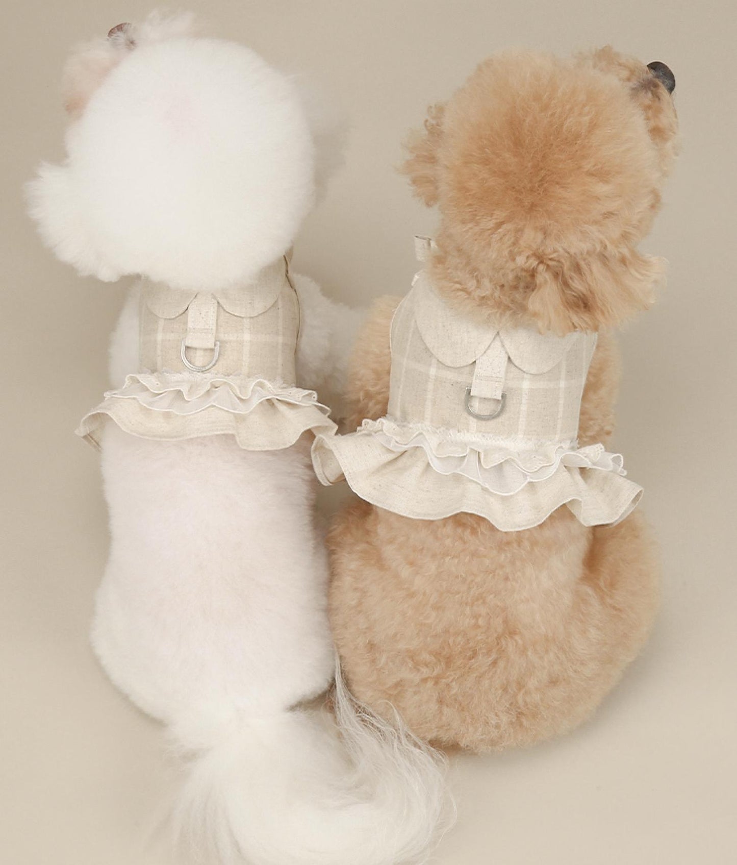 Chic Linen Ruffle Harness, Two Designs, Dress Harness for Pet, Step in Harness, Adjustable Dog Cotton Harness, Small Dog Harness - NKpup