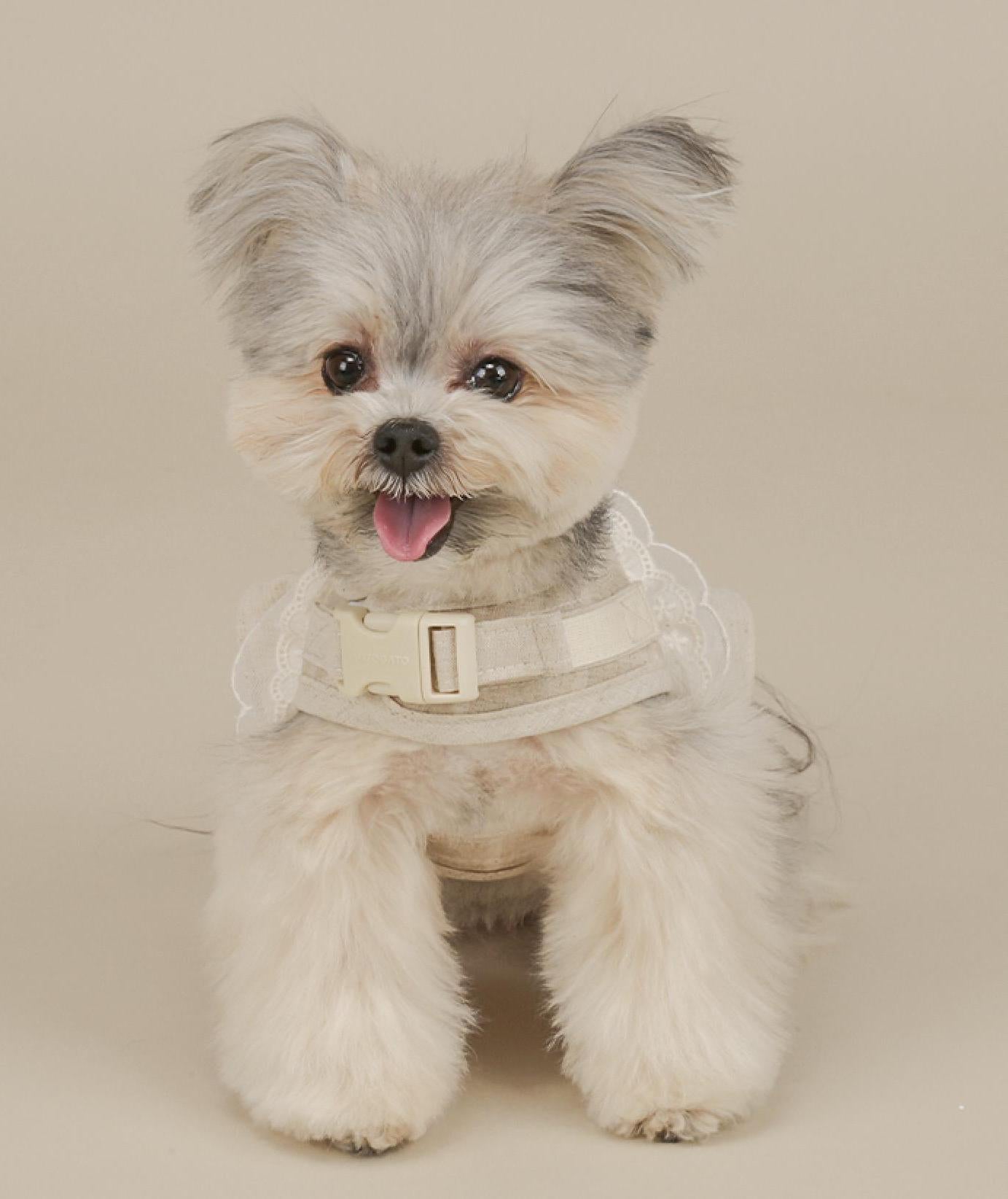 Chic Linen Ruffle Harness, Two Designs, Dress Harness for Pet, Step in Harness, Adjustable Dog Cotton Harness, Small Dog Harness - NKpup
