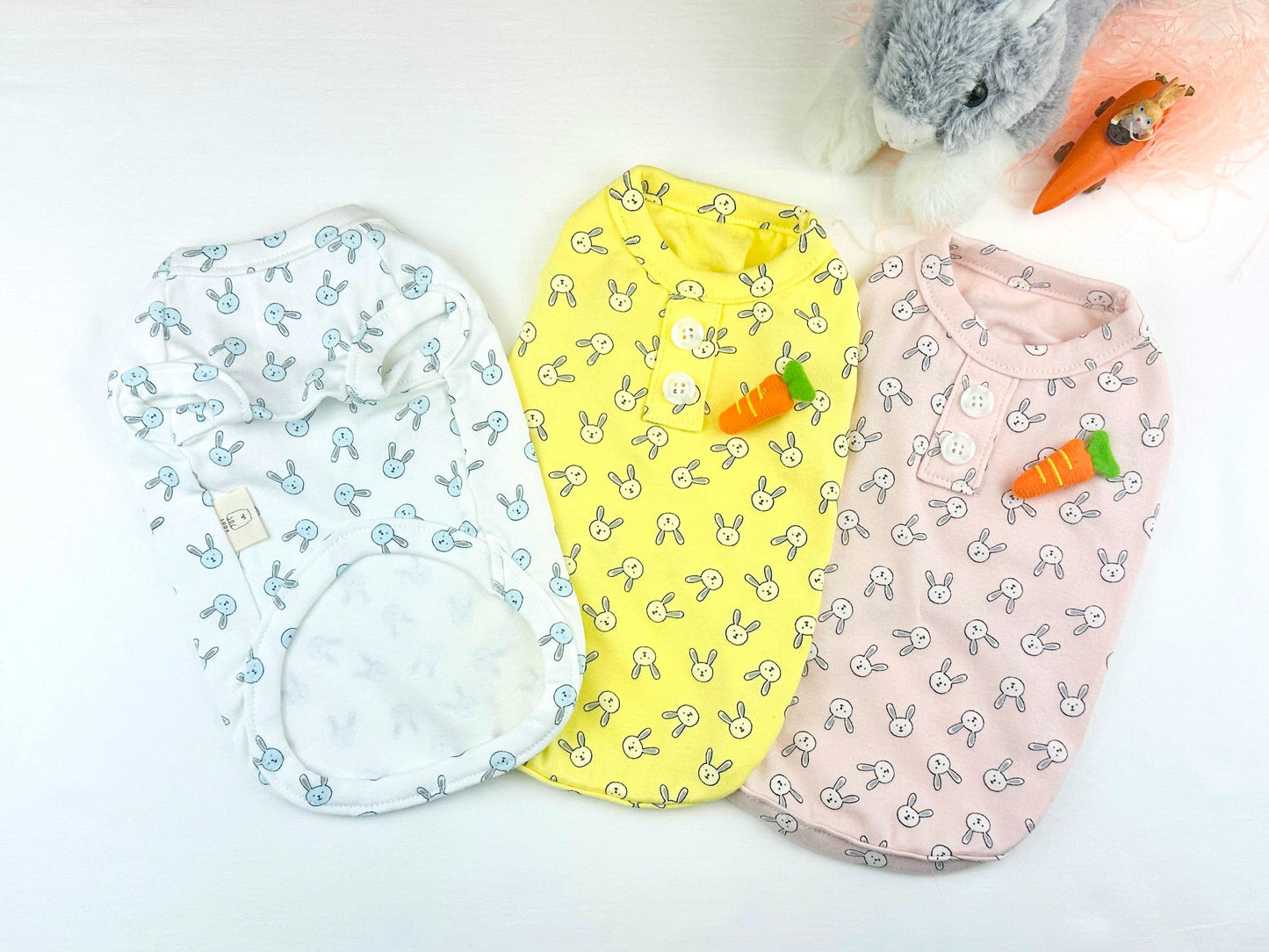 Bunny Button Tee, S-XL, Small Dog Clothes, Dog Top, Dog Fashion, Dog Apparel, Gift for Furry Friends, NKPUP - NKpup