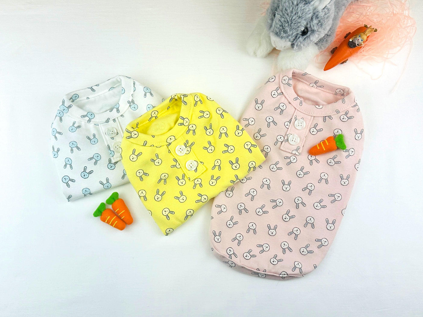 Bunny Button Tee, S-XL, Small Dog Clothes, Dog Top, Dog Fashion, Dog Apparel, Gift for Furry Friends, NKPUP - NKpup