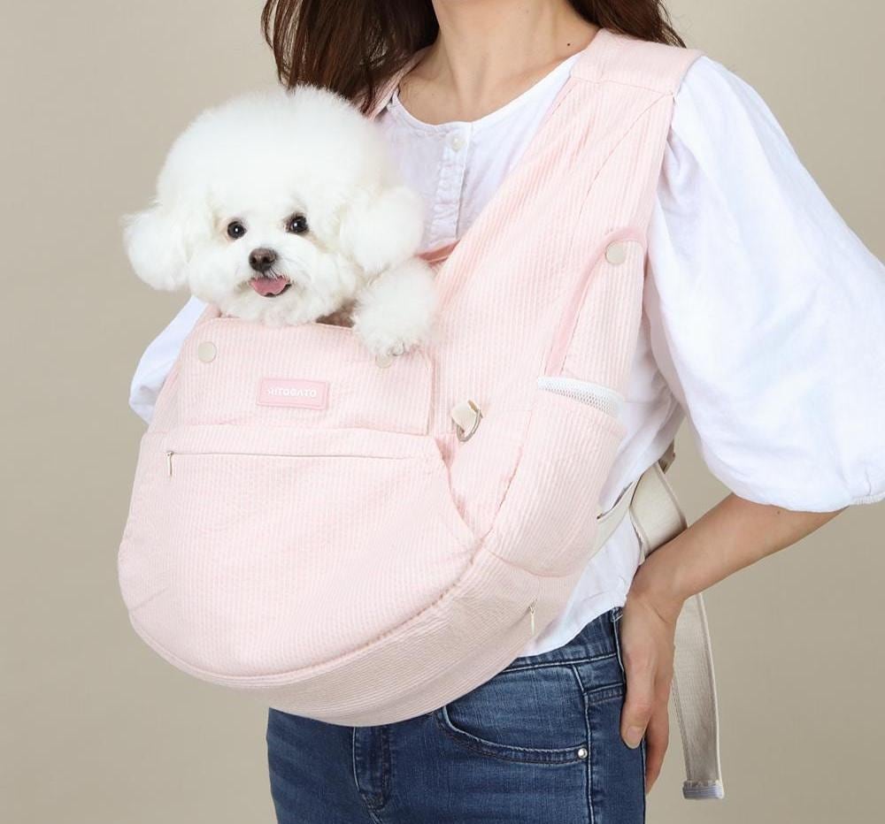 Pet Front Carrier, Cotton, Linen, Up to 18lbs, Adjustable Hands Free Front Facing Dog Pouch, Side Window, Safety Hook, Pocket, Pet Out Door - NKpup