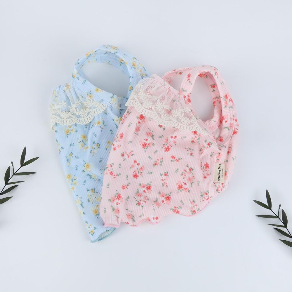 Lace Floral Top, S-2XL, Small Dog Clothes, Soft & Sweet Dog Top, Dog Summer Knit, NKPUP - NKpup