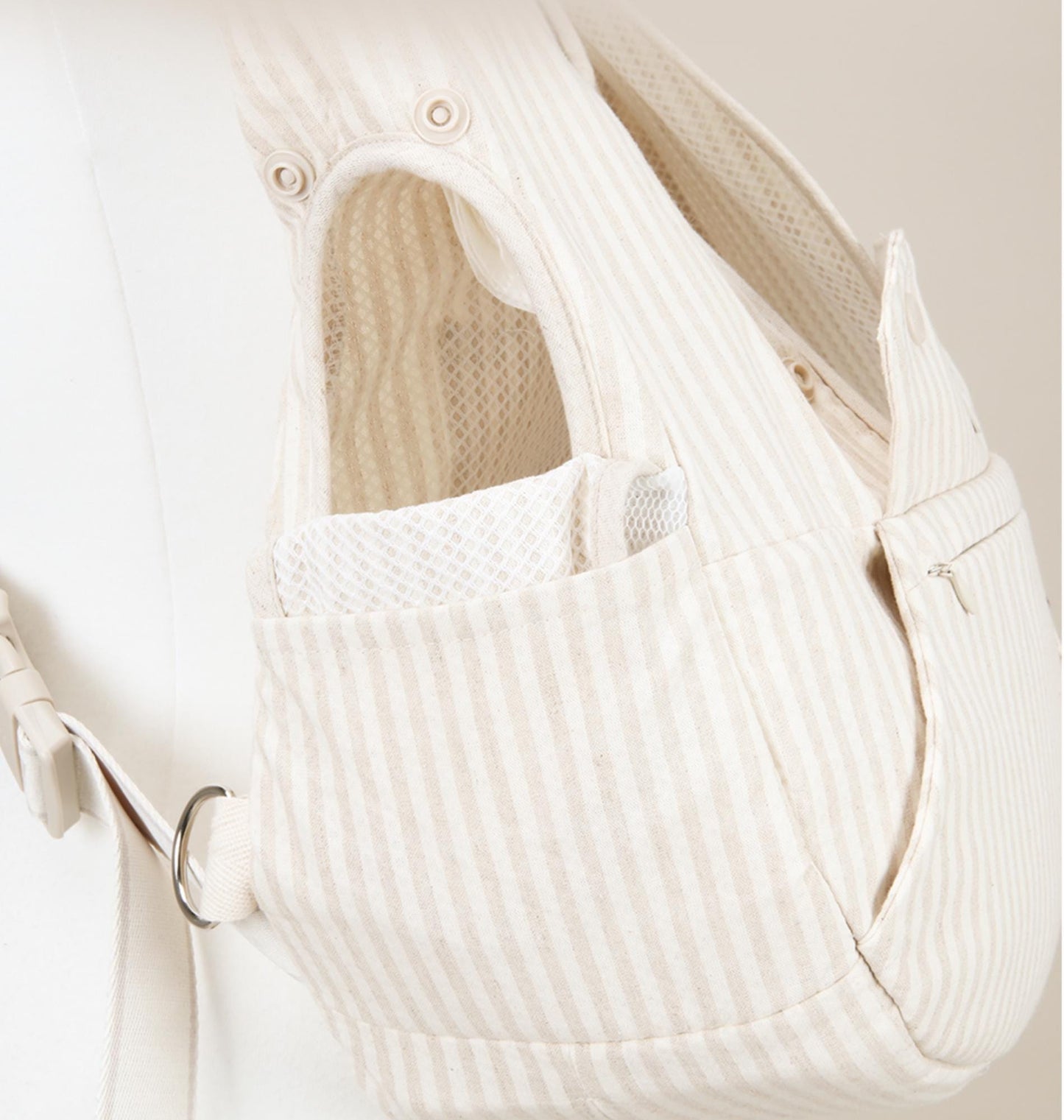 Pet Front Carrier, Cotton, Linen, Up to 18lbs, Adjustable Hands Free Front Facing Dog Pouch, Side Window, Safety Hook, Pocket, Pet Out Door - NKpup