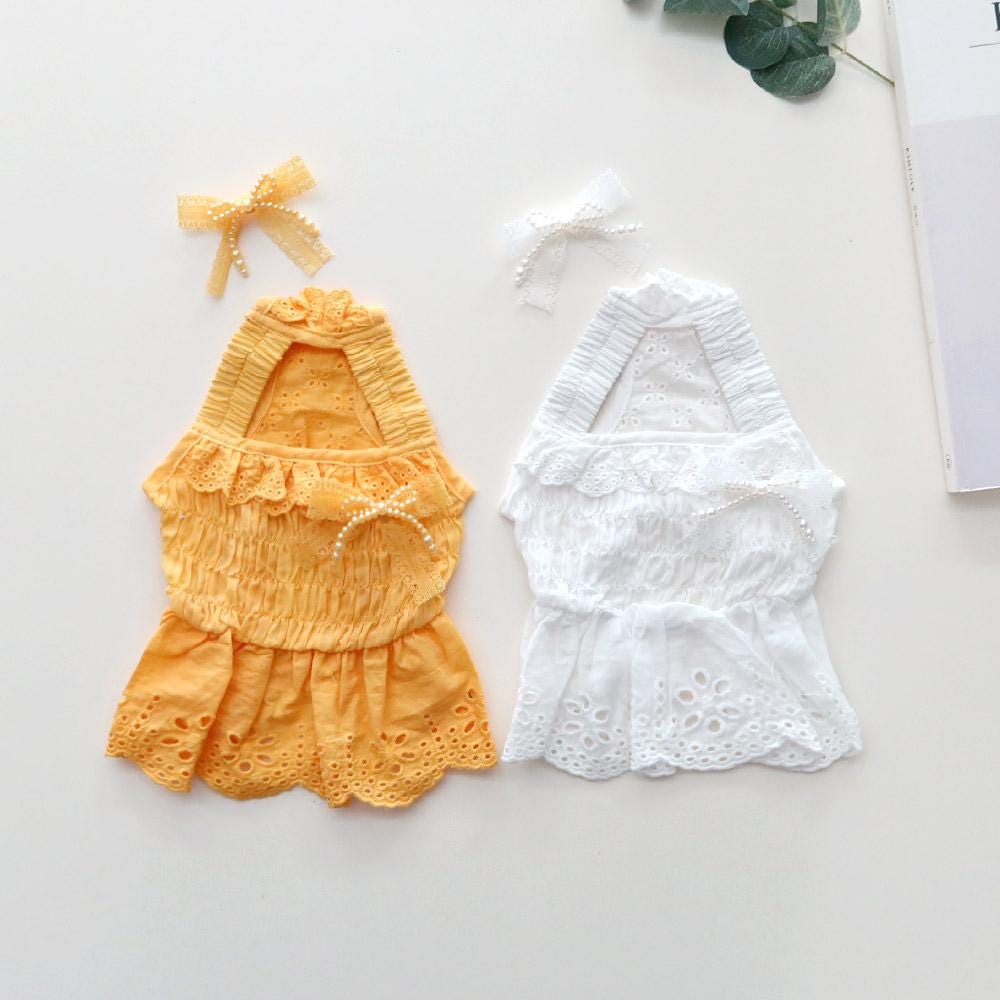 Eyelet Ruffle Dress, S-XL, Small Dog Clothes, Dog Dress, Dog Wedding, Dog Cute Outfit, Pet Clothing, NKPUP - NKpup