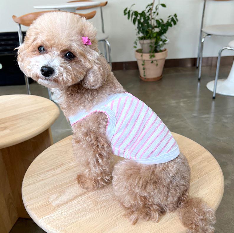 Stripe Ribbed Top, S-2XL, Dog Sleeveless, Dog-Tee, Dog T-shirt, Dog Top, Dog Clothing, Dog Fashion, Dog Apparel, Undershirt for Dogs - NKpup