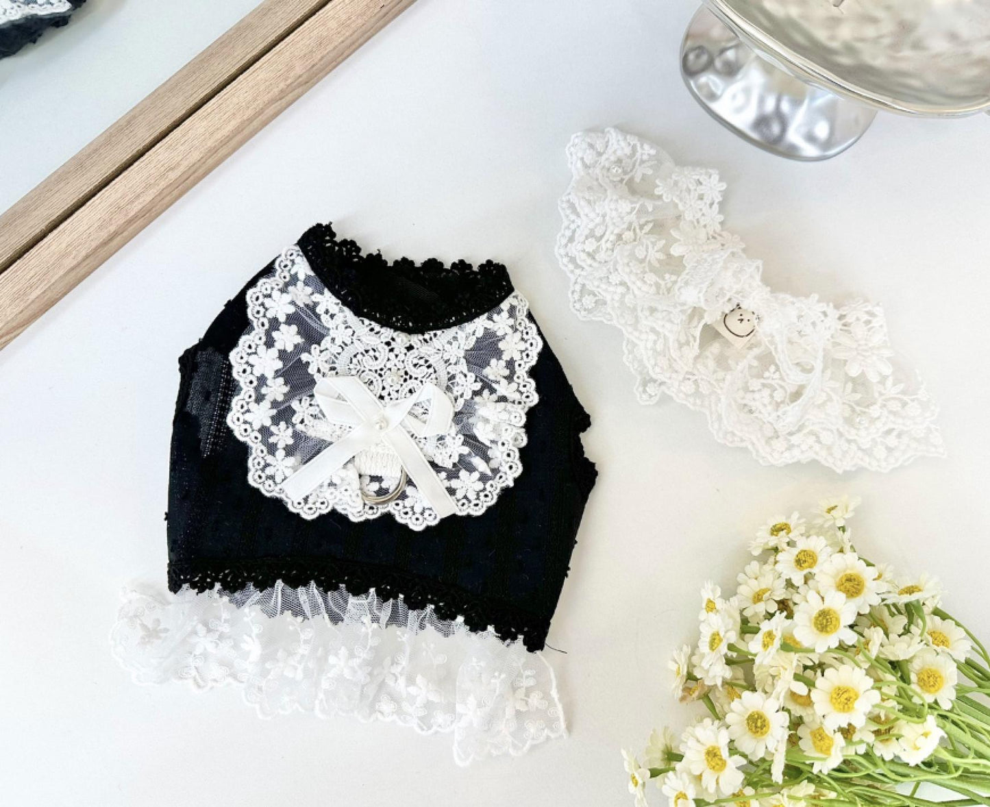 Lace Collar Harness Dress with D-Ring S-XL, Small Dog Harness, Dog Harness Wear, Dog Walk, Dog Outdoor, Harness Clothes - NKpup