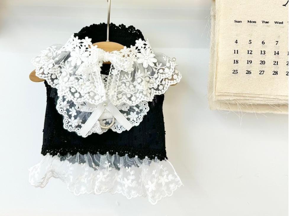 Lace Collar Harness Dress with D-Ring S-XL, Small Dog Harness, Dog Harness Wear, Dog Walk, Dog Outdoor, Harness Clothes - NKpup