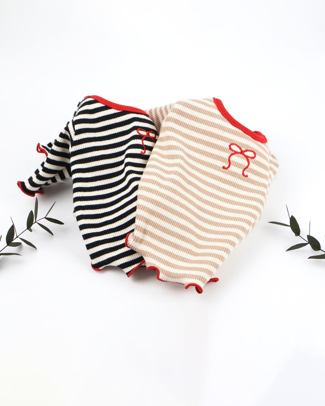 Ribbed Bow Tee, S-2XL, Small Dog Clothes, Ultra Lightweight Dog Top, Dog Knit, NKPUP - NKpup