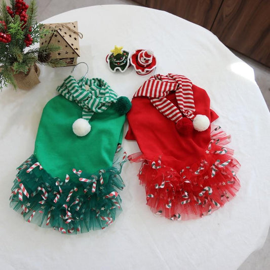 Candy Tulle Holiday Dress, S-XL, Dog Holidays Dress, Christmas Costume Dog, Dog Luxury Outfit, Dog Tutu, NKPUP - NKpup