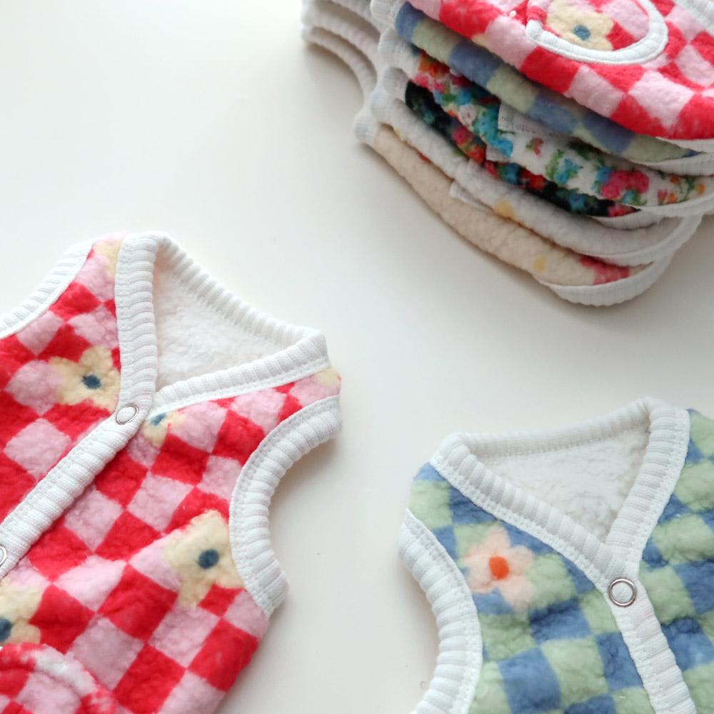 Floral Checkered Fleece Vest, S-2XL, Small Dog Clothes, Dog Cute Vest, Dog Cozy Outfit, Dog Knit, Gift for Furry Friends, NKPUP - NKpup