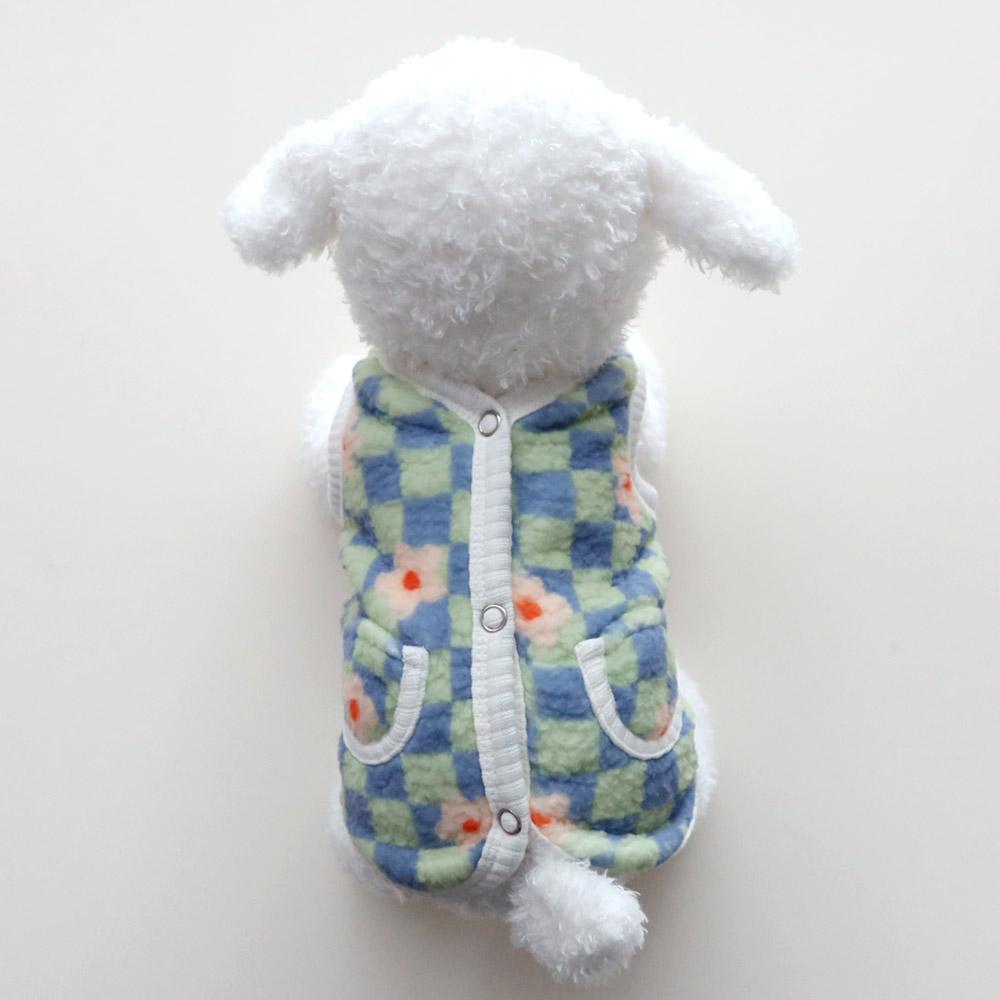 Floral Checkered Fleece Vest, S-2XL, Small Dog Clothes, Dog Cute Vest, Dog Cozy Outfit, Dog Knit, Gift for Furry Friends, NKPUP - NKpup