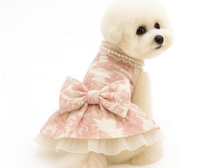 NKpup Pearl Bow Dog Dress