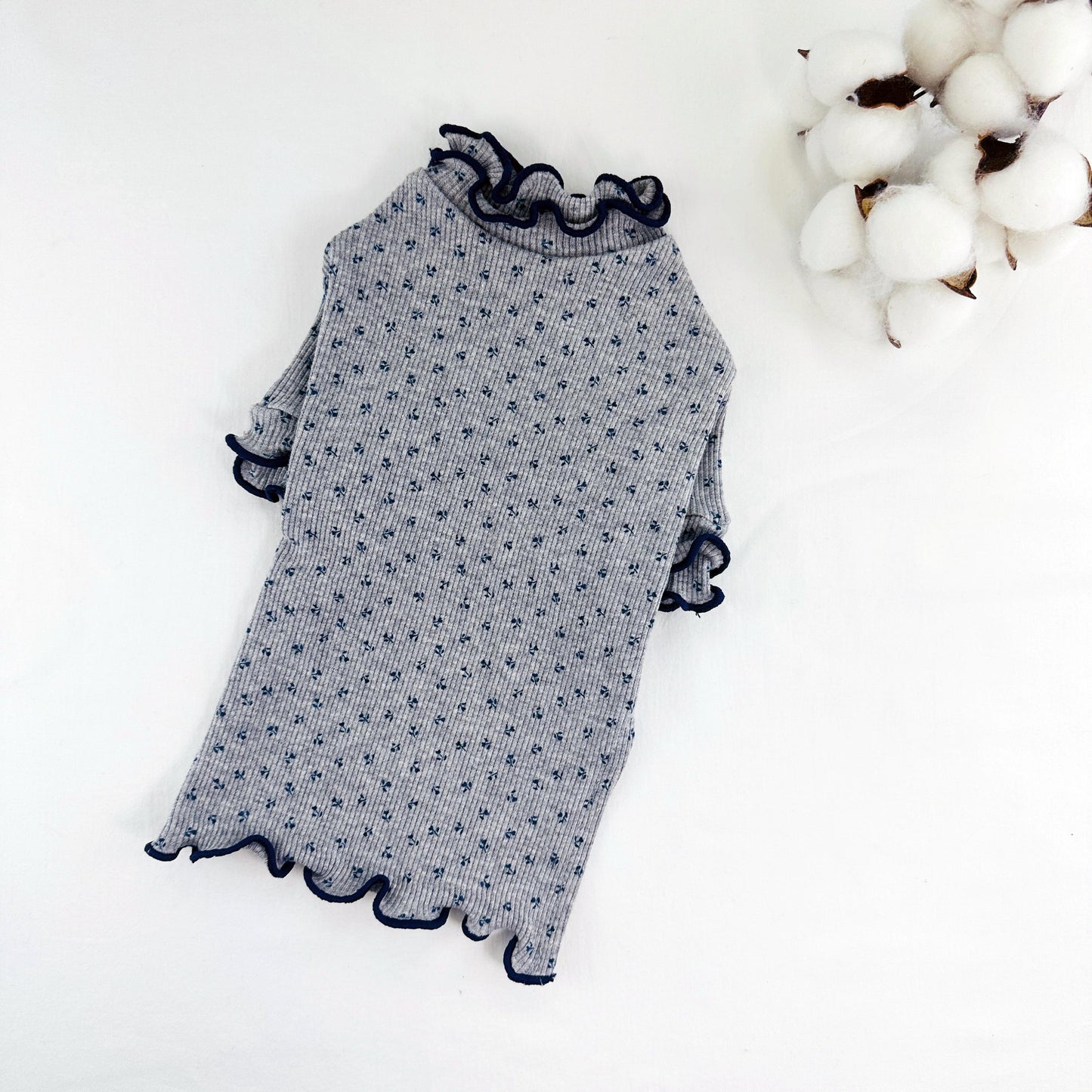 Ruffle Floral Ribbed Tee, S-XL, Pet Clothing, Dog-Tee, Dog T-shirts, Dog Top, Dog Clothing, Dog Fashion, Dog Apparel - NKpup