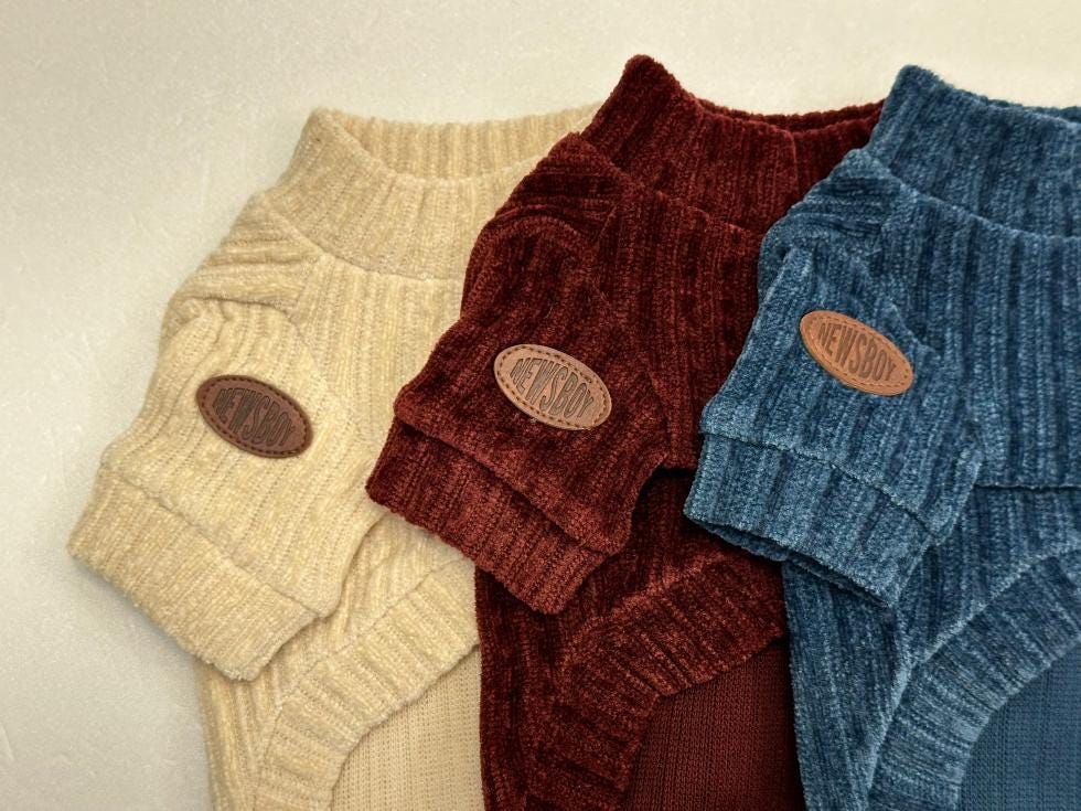 Velvet Ribbed Knit Sweater, XS-2XL, Small Dog Clothes, Winter Dog Top, Dog Knit, NKPUP - NKpup