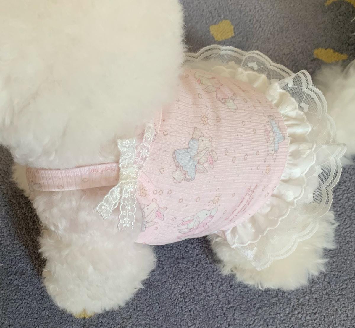 Lace Ribbon Frill Dress, S-XL, Small Dog Clothes, Dog Dress, Dog Wedding, Dog Luxury Dress, NKPUP - NKpup