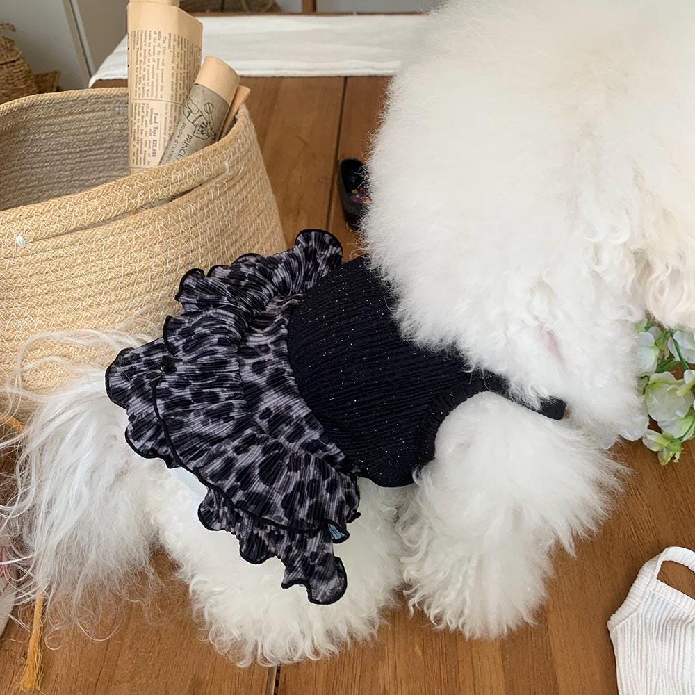 Leopard Ruffle Knit Dress, S-XL, Small Dog Clothes, Dog Dress, Dog Cute Dress, Dog Apparel, Pet Clothing, NKPUP - NKpup